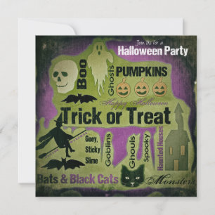 Invitación de fiesta de Halloween desgastada por e