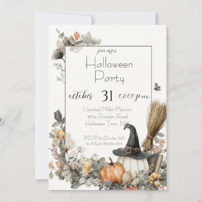 Invitación de fiesta de Halloween editable (Anverso)
