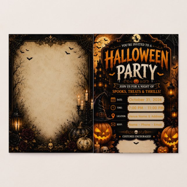 Invitación de fiesta de Halloween editable | Calab (Interior)