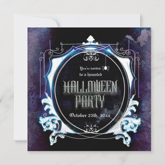 Invitación de fiesta de Halloween embrujada espelu (Anverso)
