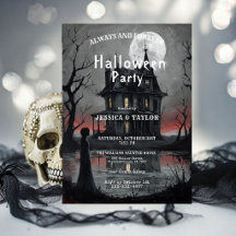 Invitación de fiesta de Halloween en casa embrujad