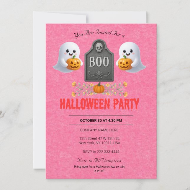 Invitación de fiesta de Halloween en la oficina de (Anverso)