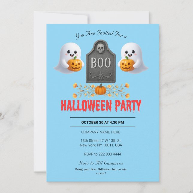 Invitación de fiesta de Halloween en la oficina de (Anverso)