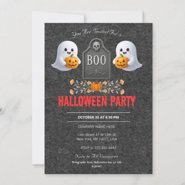 Invitación de fiesta de Halloween en la oficina de (Anverso)