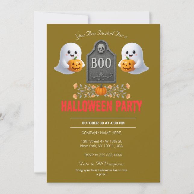 Invitación de fiesta de Halloween en la oficina de (Anverso)
