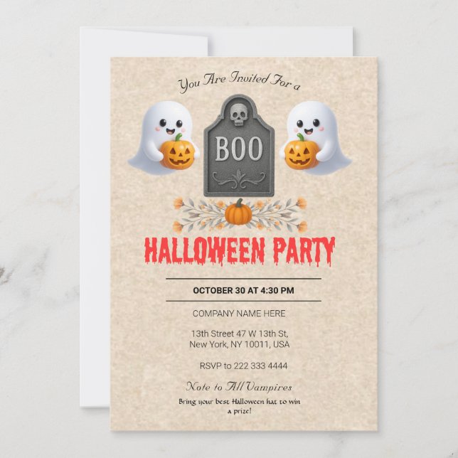 Invitación de fiesta de Halloween en la oficina de (Anverso)