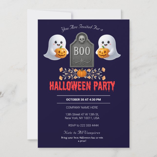 Invitación de fiesta de Halloween en la oficina de (Anverso)