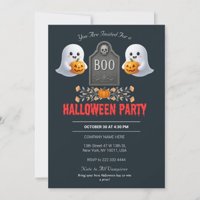 Invitación de fiesta de Halloween en la oficina de (Anverso)