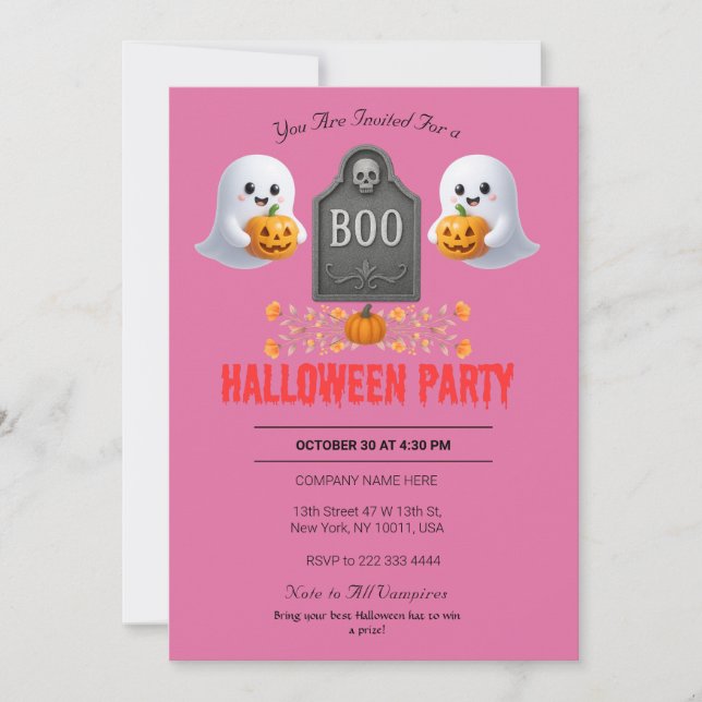 Invitación de fiesta de Halloween en la oficina de (Anverso)