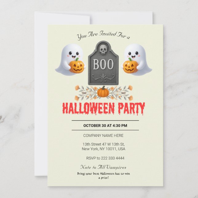 Invitación de fiesta de Halloween en la oficina de (Anverso)