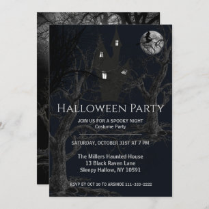 Invitación de fiesta de Halloween en las brujas es