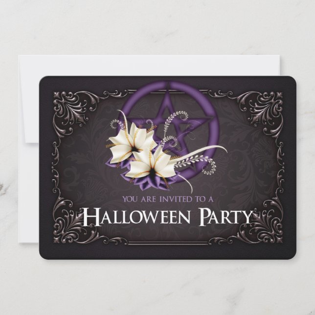 Invitación de fiesta de Halloween en Pentagram Púr (Anverso)