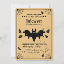 Invitación de fiesta de Halloween en Spooky Bat