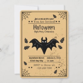 Invitación de fiesta de Halloween en Spooky Bat