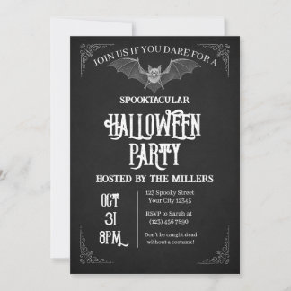 Invitación de fiesta de Halloween en Spooky Bat