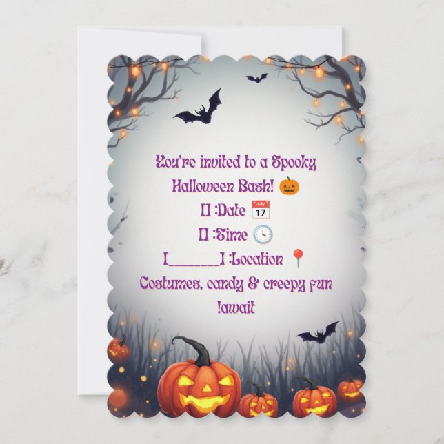 Invitación de fiesta de Halloween espeluznante 🎃  (Anverso)