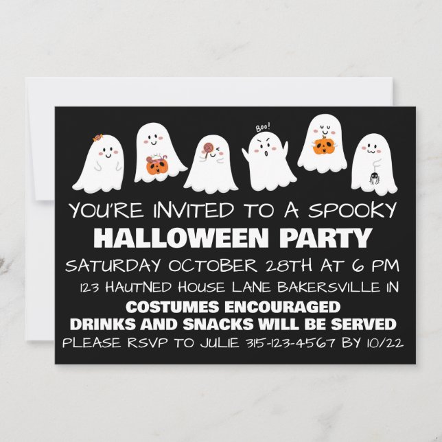 Invitación de fiesta de Halloween espeluznante  (Anverso)