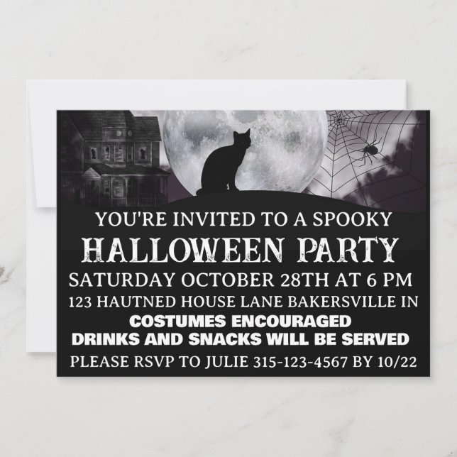  Invitación de fiesta de Halloween espeluznante  (Anverso)