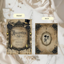 Invitación de fiesta de Halloween gótica Calaveras