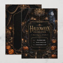 Invitación de fiesta de Halloween gótica de lujo e