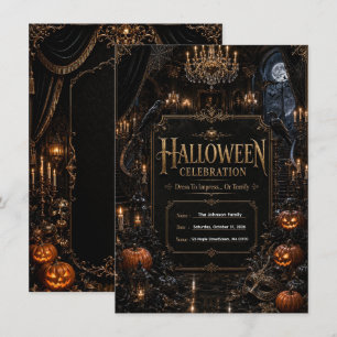 Invitación de fiesta de Halloween gótica de lujo e