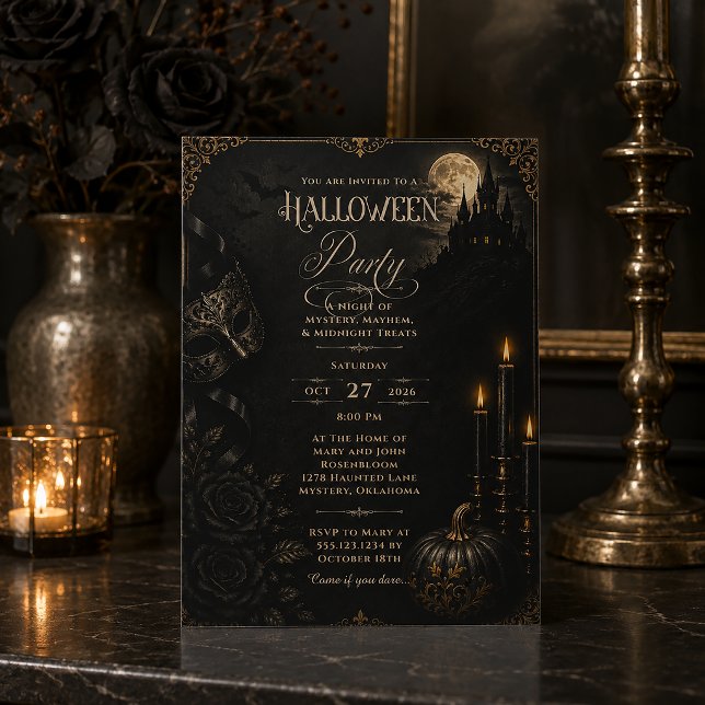 Invitación de fiesta de Halloween gótica elegante  (Subido por el creador)