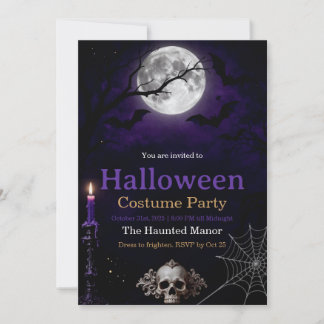 Invitación de fiesta de Halloween gótica | Oscuro