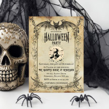 Invitación de fiesta de Halloween gótica vintage |