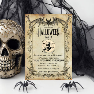 Invitación de fiesta de Halloween gótica vintage