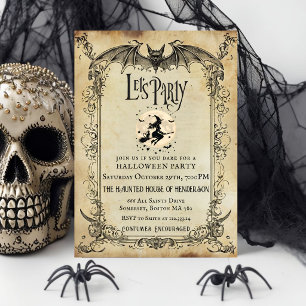 Invitación de fiesta de Halloween gótica vintage
