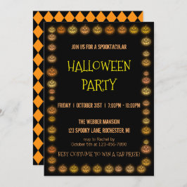 Invitación de fiesta de Halloween jack o' lantern 