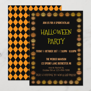 Invitación de fiesta de Halloween jack o' lantern 