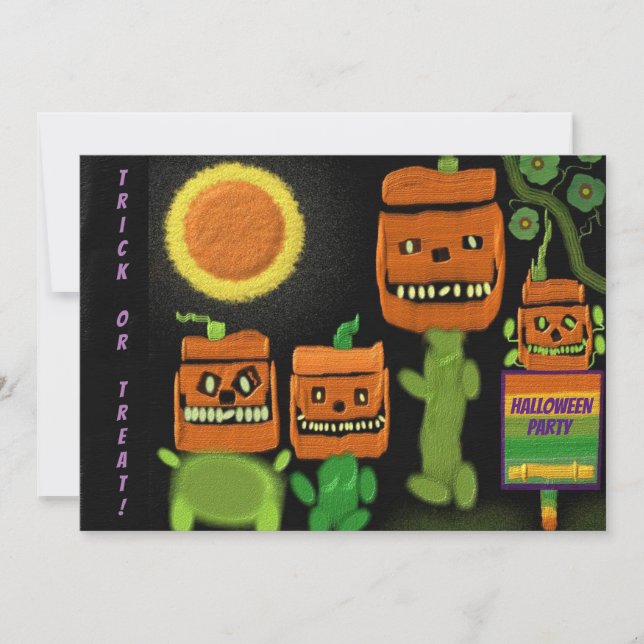 Invitación de fiesta de Halloween Jack O'Lanterns  (Anverso)