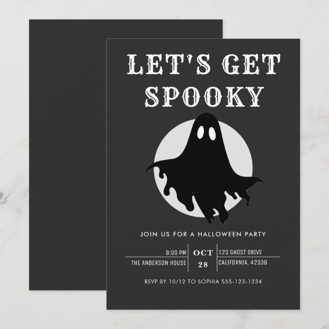 Invitación de fiesta de Halloween moderna y chic p (Anverso / Reverso)