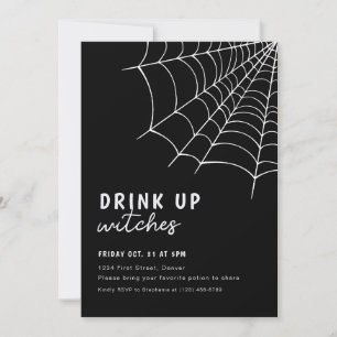 Invitación de fiesta de Halloween negra para bruja