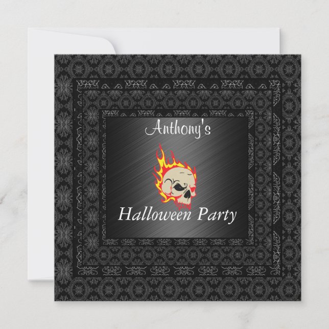 Invitación de fiesta de Halloween Negro (Anverso)