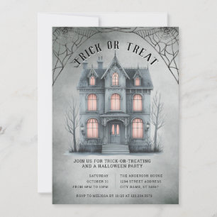Invitación de fiesta de halloween o truco