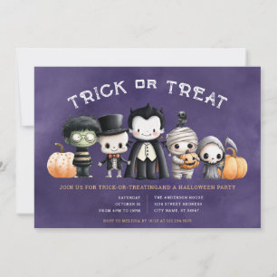 Invitación de fiesta de halloween o truco