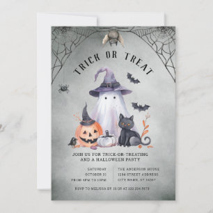 Invitación de fiesta de halloween o truco