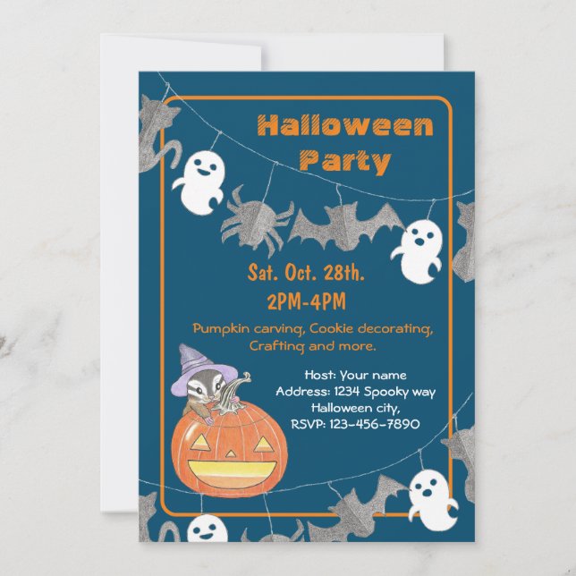 Invitación de fiesta de Halloween para niños de Ch (Anverso)
