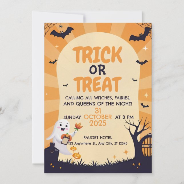 Invitación de fiesta de Halloween para niños fanta (Anverso)