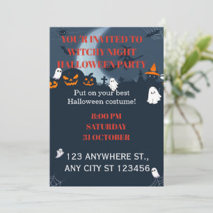 Invitación de fiesta de Halloween para una noche d