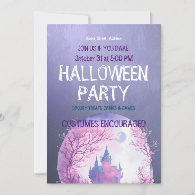 Invitación de fiesta de Halloween personalizable (Anverso)