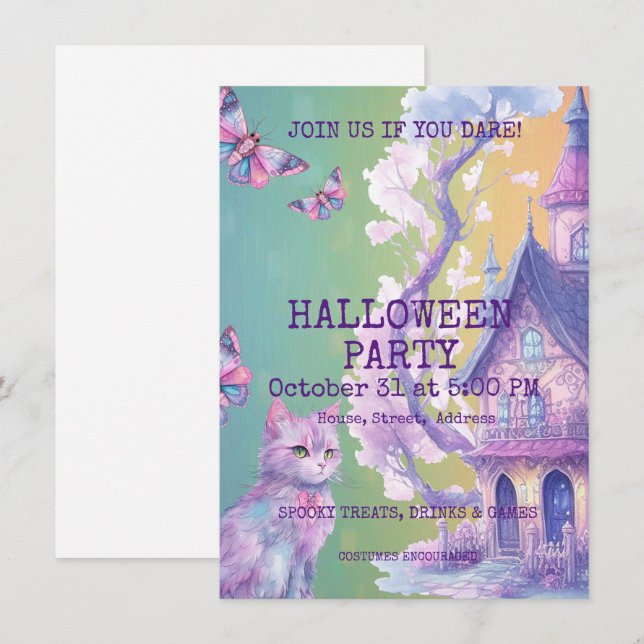 Invitación de fiesta de Halloween personalizable (Anverso / Reverso)