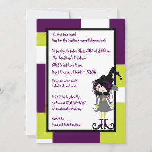 Invitación de fiesta de Halloween púrpura durante 