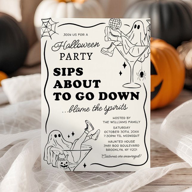 Invitación de fiesta de Halloween Sips About to Go (Subido por el creador)