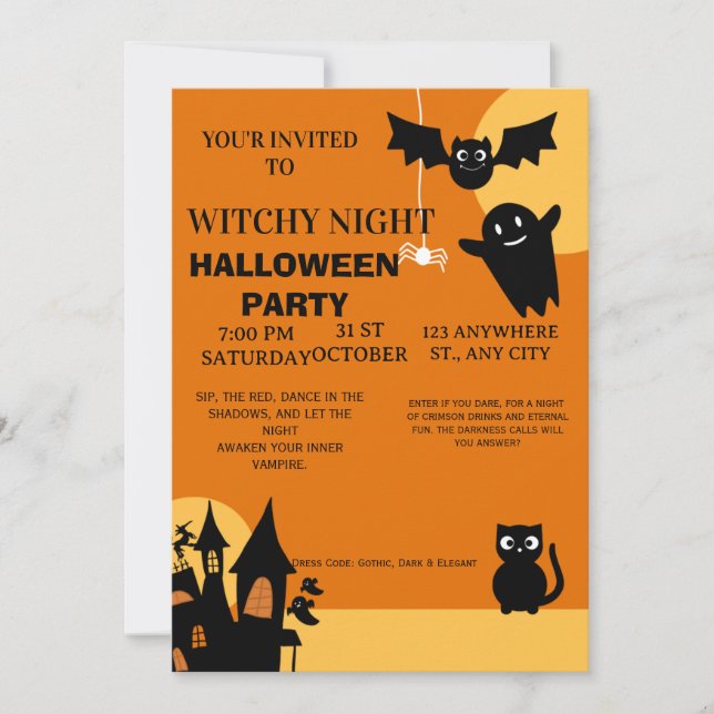 Invitación de fiesta de Halloween Spooky Chic (Anverso)