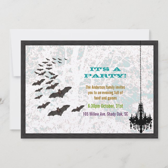 Invitación de fiesta de Halloween vintage (Anverso)
