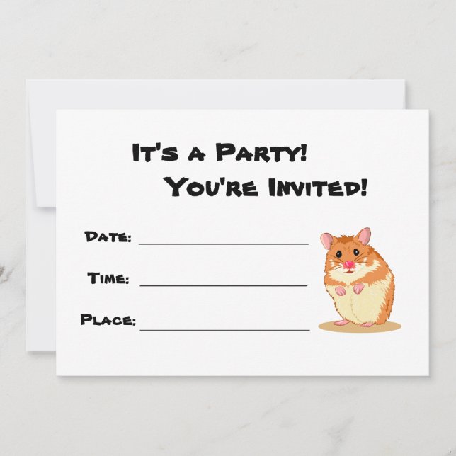 Invitación de fiesta de hámster lindo (Anverso)