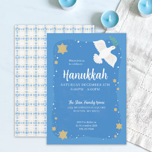 Invitación de fiesta de Hanukkah con paloma de acu